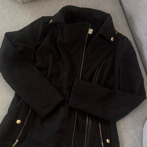 Michael Kors Black Trench Coat with Gold Accents